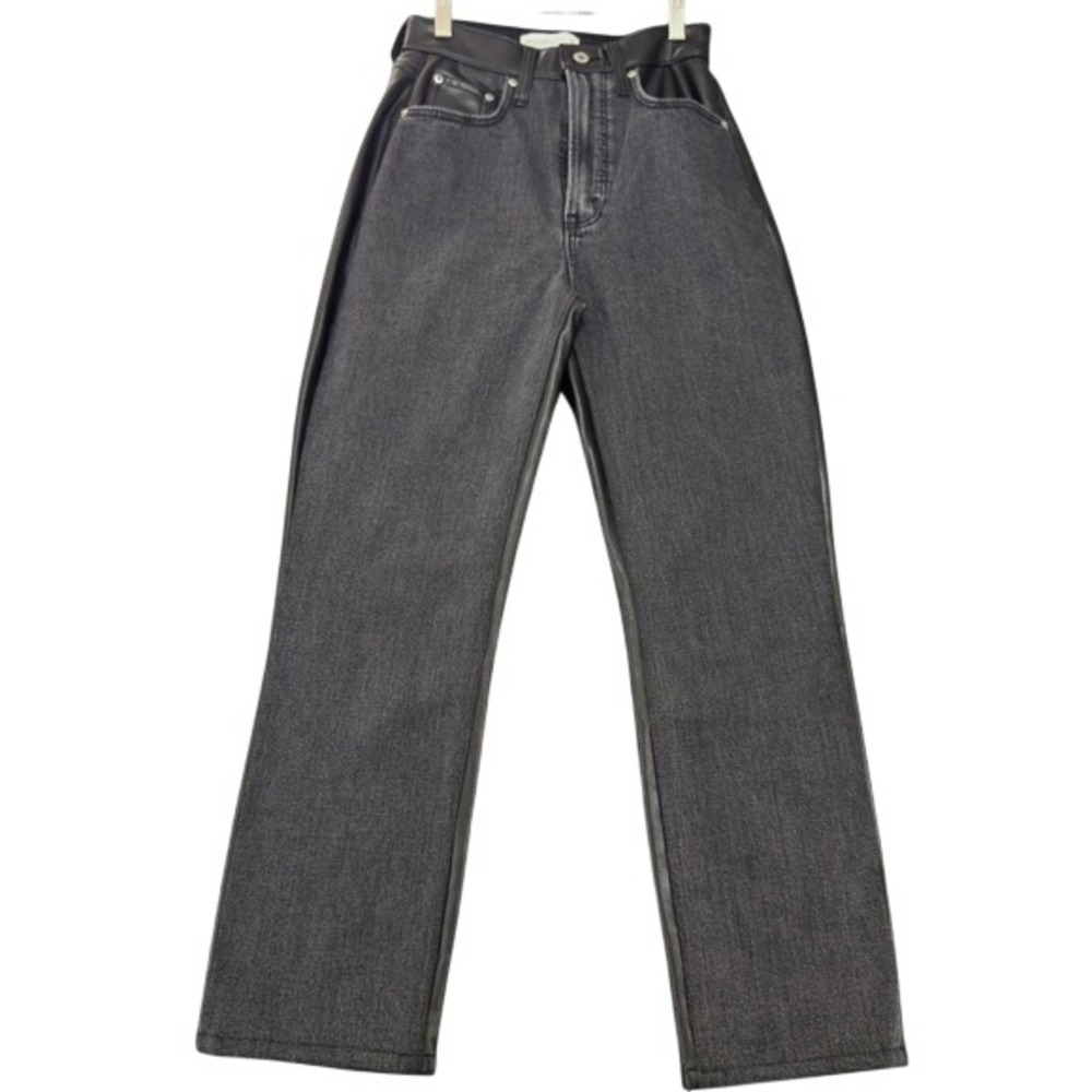 Abercrombie & Fitch Curve Love Ankle Straight Faux Leather Jeans Black Size 25/0